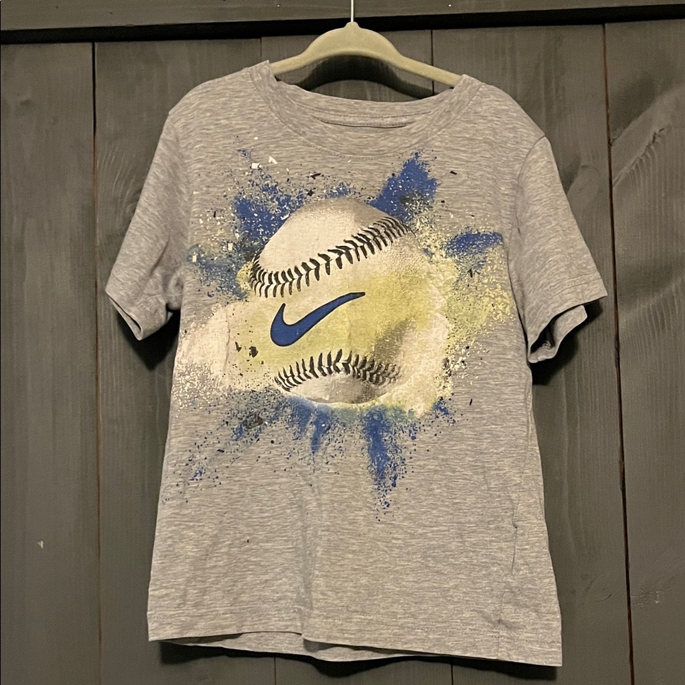 Nike Kids Gray T-Shirt with Baseball Graphic
